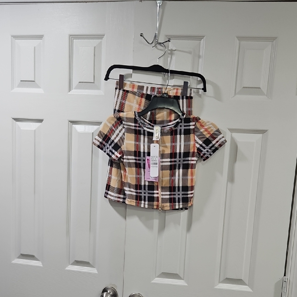Plaid Button Down Kids Shirt Set